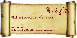 Mihajlovits Áron névjegykártya